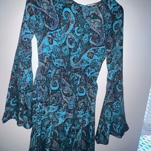 Elegant Paisley Blue Dress XS